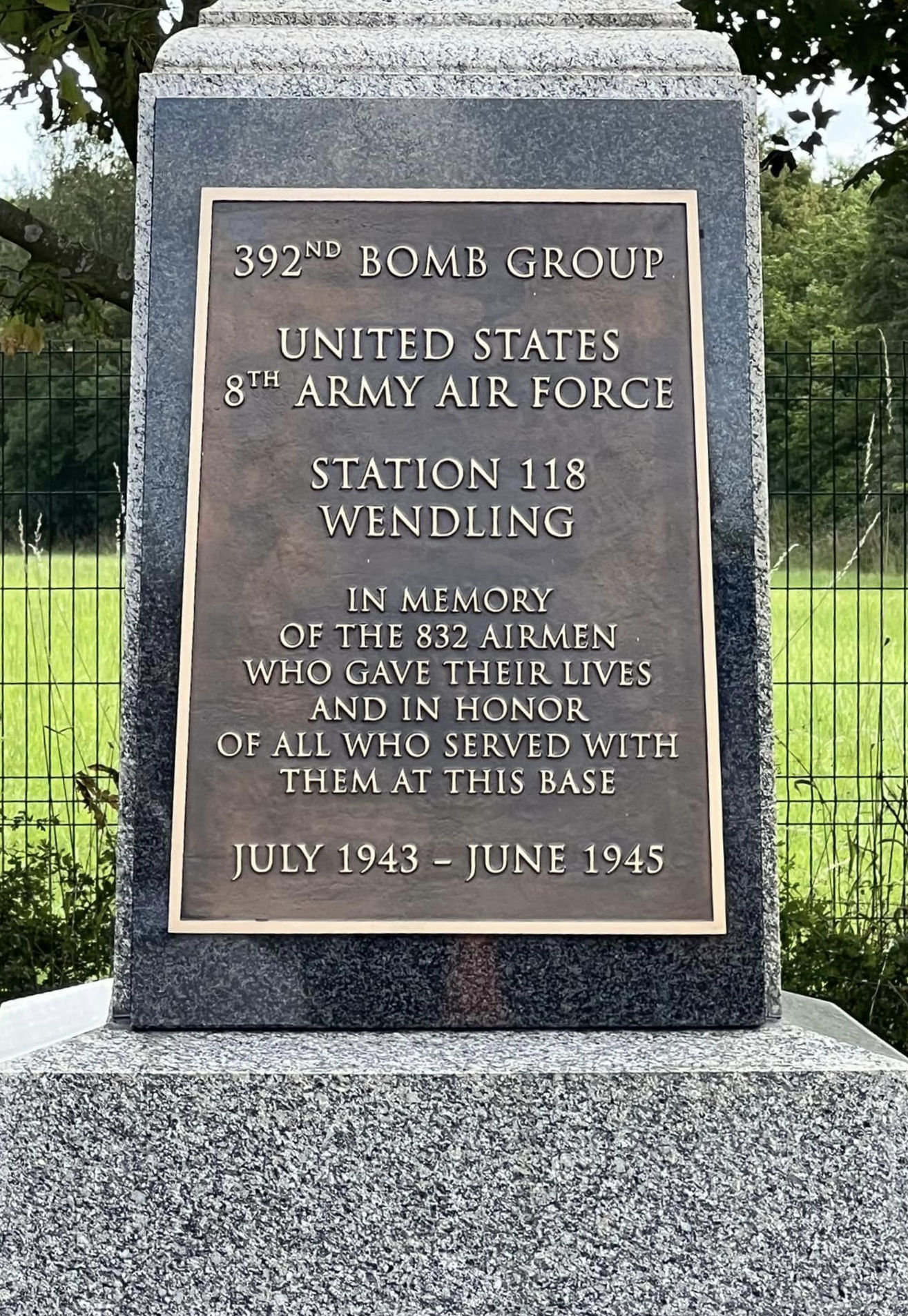 Memorial at Wendling FrontPlaque2023