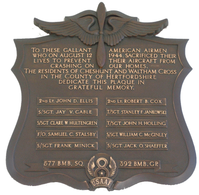 plaque at Cheshunt