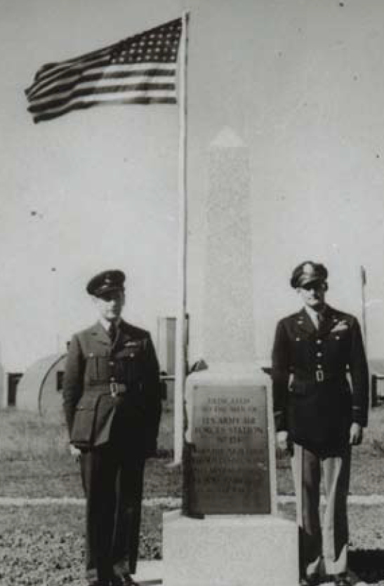 Wendling dedication with Squadron-Leader H. Bowman - Col Everett W. Stewart